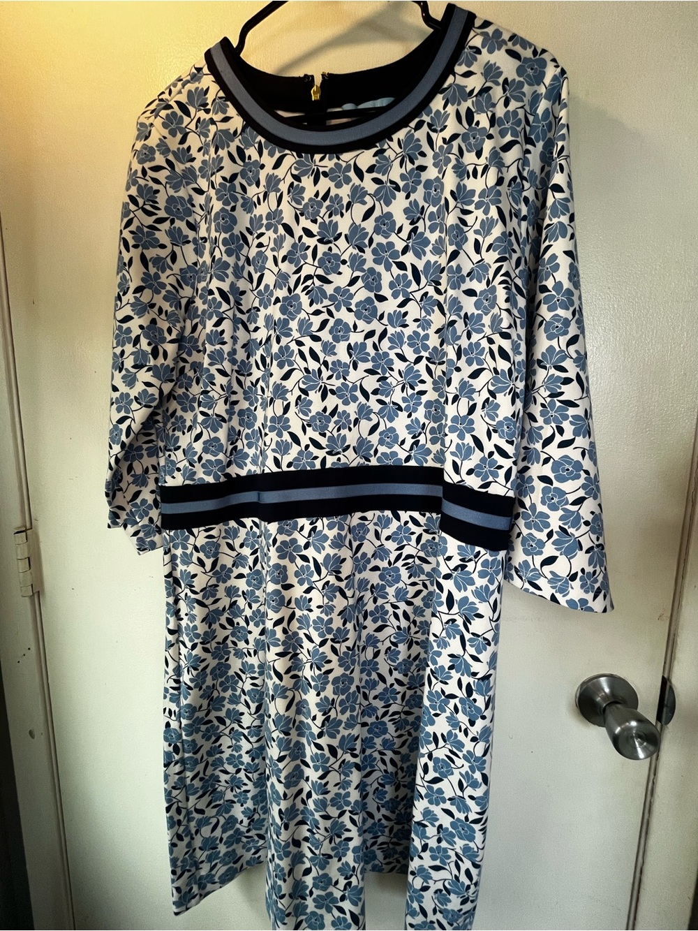 Draper James Blue Floral Nightgown with Navy Trim